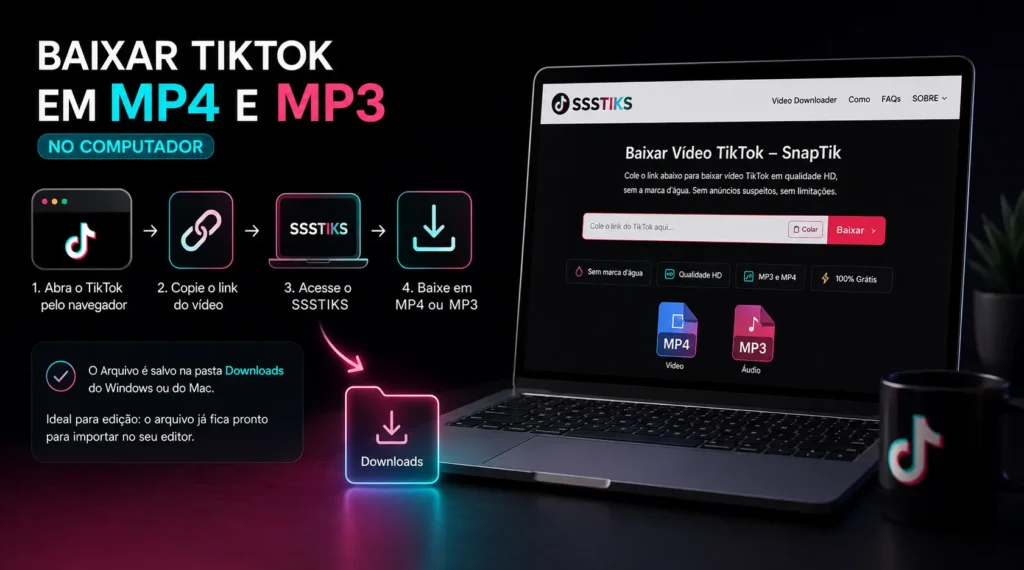 Baixe o TikTok nos formatos MP4 e MP3 no seu dispositivo PC