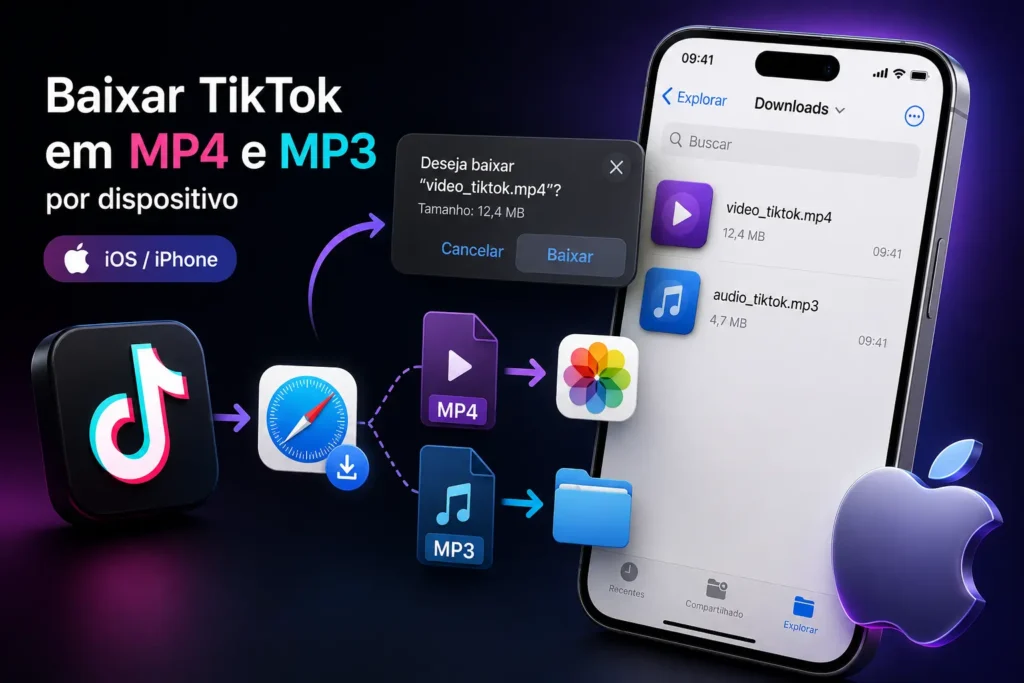 Baixe o TikTok nos formatos MP4 e MP3 no seu dispositivo iOS